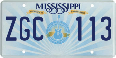 MS license plate ZGC113