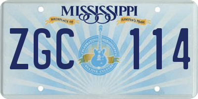 MS license plate ZGC114