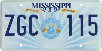 MS license plate ZGC115