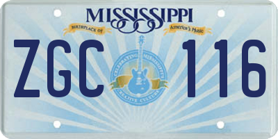 MS license plate ZGC116