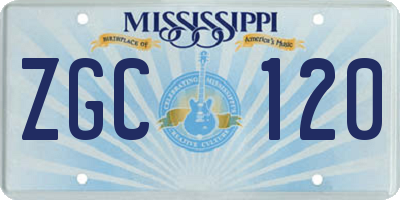 MS license plate ZGC120