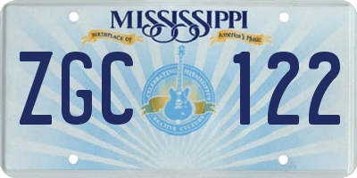 MS license plate ZGC122