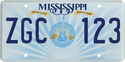 MS license plate ZGC123