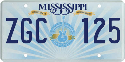 MS license plate ZGC125