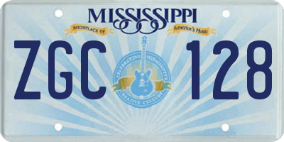 MS license plate ZGC128