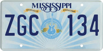MS license plate ZGC134