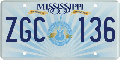 MS license plate ZGC136