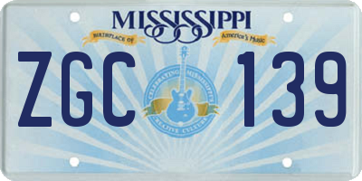 MS license plate ZGC139