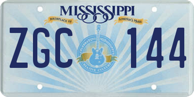 MS license plate ZGC144