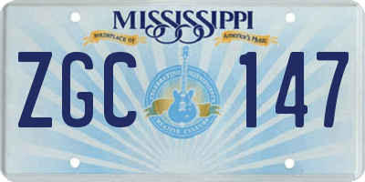 MS license plate ZGC147