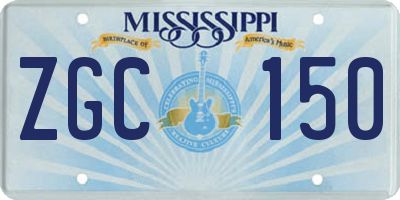 MS license plate ZGC150