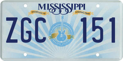 MS license plate ZGC151