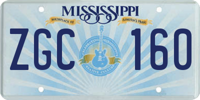 MS license plate ZGC160