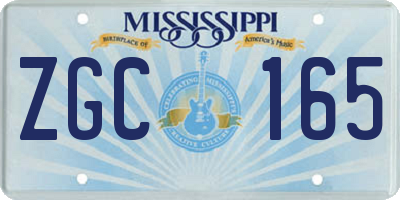 MS license plate ZGC165