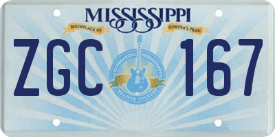 MS license plate ZGC167