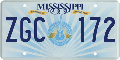 MS license plate ZGC172