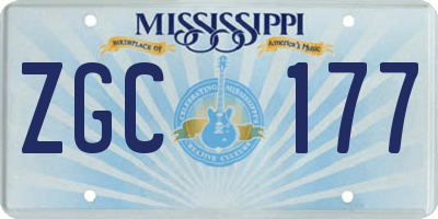 MS license plate ZGC177