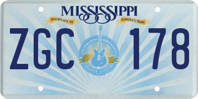 MS license plate ZGC178