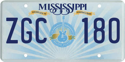 MS license plate ZGC180
