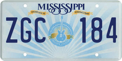 MS license plate ZGC184