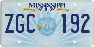 MS license plate ZGC192