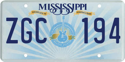 MS license plate ZGC194