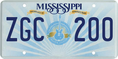 MS license plate ZGC200