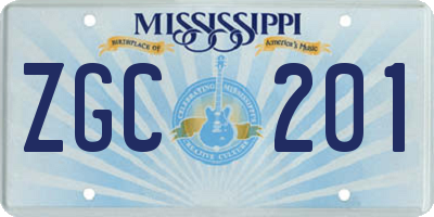 MS license plate ZGC201