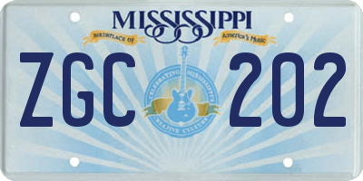MS license plate ZGC202