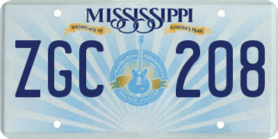 MS license plate ZGC208