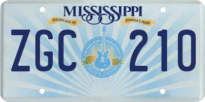 MS license plate ZGC210