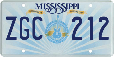 MS license plate ZGC212
