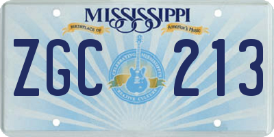 MS license plate ZGC213