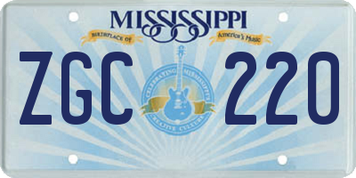 MS license plate ZGC220