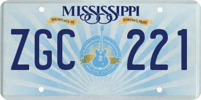 MS license plate ZGC221