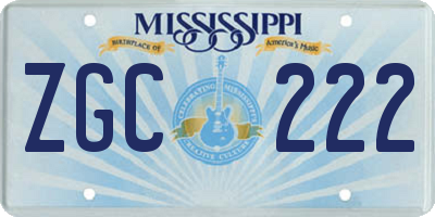 MS license plate ZGC222