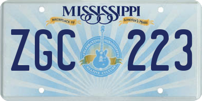 MS license plate ZGC223