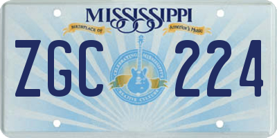 MS license plate ZGC224