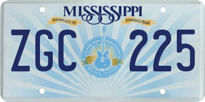 MS license plate ZGC225