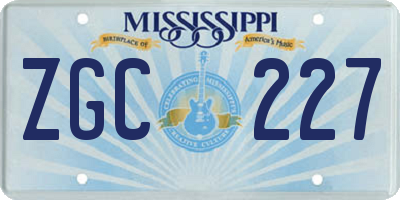 MS license plate ZGC227