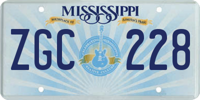 MS license plate ZGC228