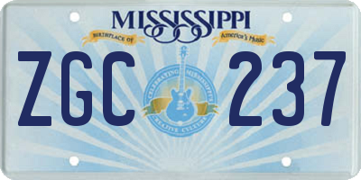 MS license plate ZGC237