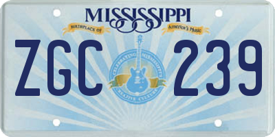 MS license plate ZGC239