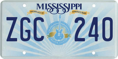 MS license plate ZGC240