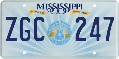 MS license plate ZGC247