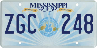 MS license plate ZGC248