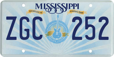MS license plate ZGC252
