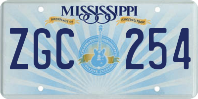 MS license plate ZGC254