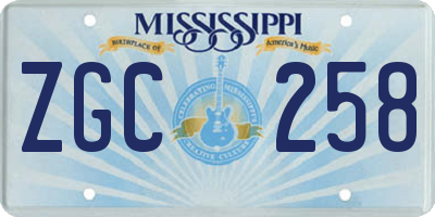 MS license plate ZGC258