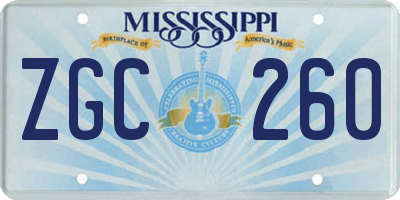 MS license plate ZGC260